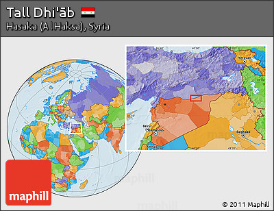Political Location Map of Tall Dhi'āb