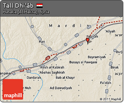 Shaded Relief Map of Tall Dhi'āb