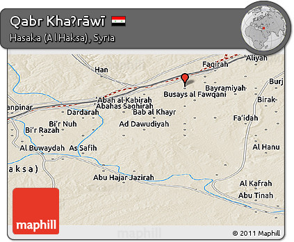 Shaded Relief Panoramic Map of Qabr Khaḑrāwī