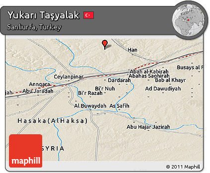 Shaded Relief Panoramic Map of Yukarı Taşyalak