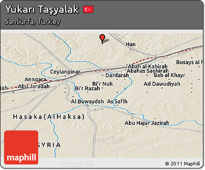 Shaded Relief Panoramic Map of Yukarı Taşyalak