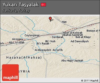 Shaded Relief Panoramic Map of Yukarı Taşyalak
