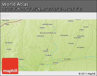 Physical 3D Map of the Area around 36° 47' 25" N, 40° 52' 30" E
