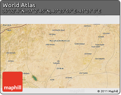 Satellite 3D Map of the Area around 36° 47' 25" N, 40° 52' 30" E