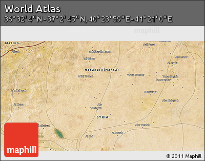 Satellite 3D Map of the Area around 36° 47' 25" N, 40° 52' 30" E