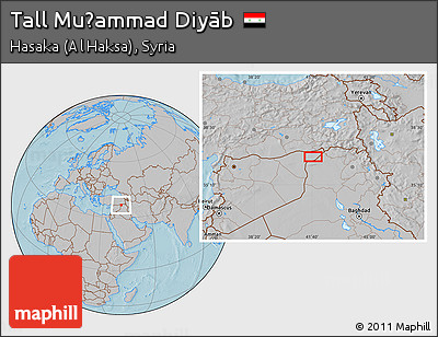 Gray Location Map of Tall Muḩammad Diyāb, hill shading