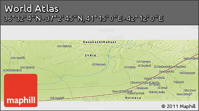 Physical Panoramic Map of the Area around 36° 47' 25" N, 41° 43' 30" E