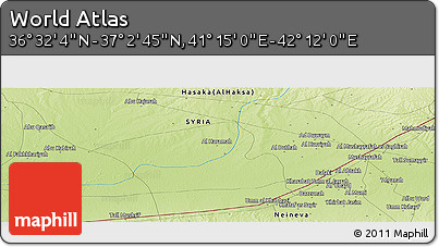 Physical Panoramic Map of the Area around 36° 47' 25" N, 41° 43' 30" E