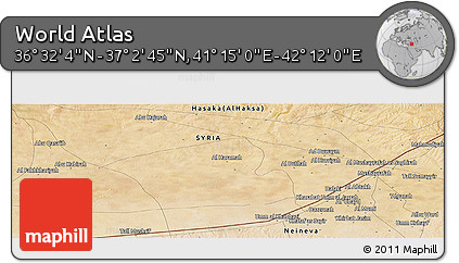 Satellite Panoramic Map of the Area around 36° 47' 25" N, 41° 43' 30" E