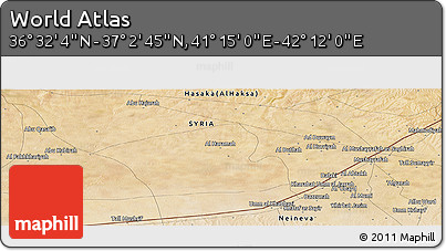 Satellite Panoramic Map of the Area around 36° 47' 25" N, 41° 43' 30" E