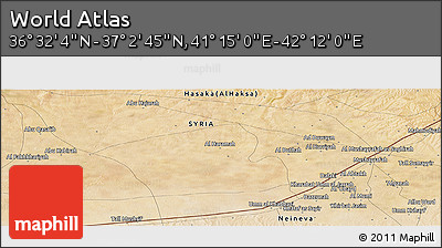 Satellite Panoramic Map of the Area around 36° 47' 25" N, 41° 43' 30" E