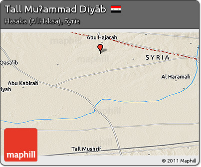 Shaded Relief Panoramic Map of Tall Muḩammad Diyāb
