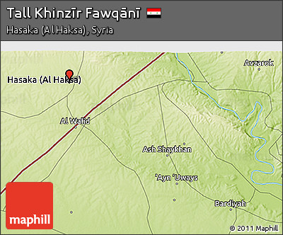 Physical 3D Map of Tall Khinzīr Fawqānī