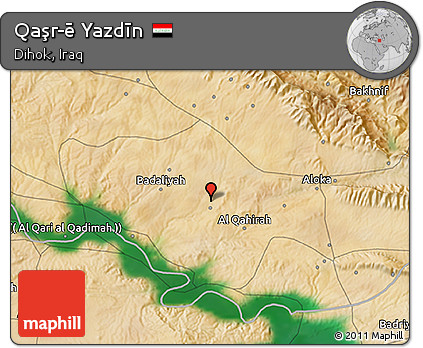Satellite 3D Map of Qaşr-ē Yazdīn