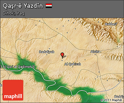 Satellite 3D Map of Qaşr-ē Yazdīn