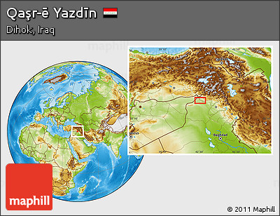 Physical Location Map of Qaşr-ē Yazdīn