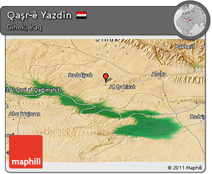 Satellite Panoramic Map of Qaşr-ē Yazdīn