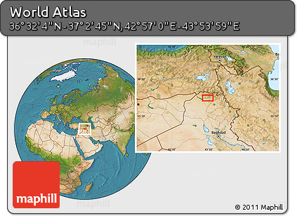 Satellite Location Map of the Area around 36° 47' 25" N, 43° 25' 29" E