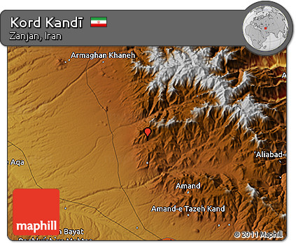Physical 3D Map of Kord Kandī