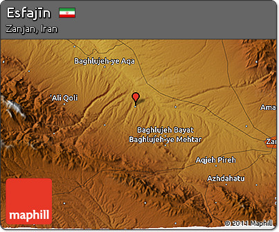 Physical 3D Map of Esfajīn