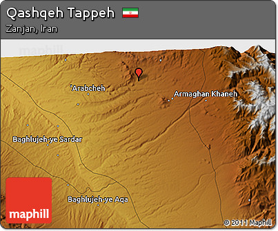 Physical 3D Map of Qashqeh Tappeh