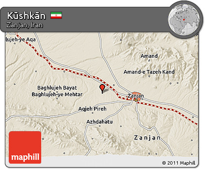 Shaded Relief 3D Map of Kūshkān