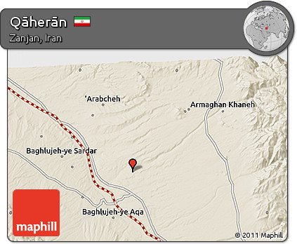 Shaded Relief 3D Map of Qāherān
