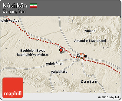 Shaded Relief 3D Map of Kūshkān