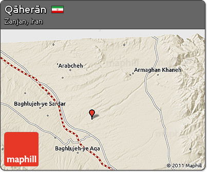 Shaded Relief 3D Map of Qāherān