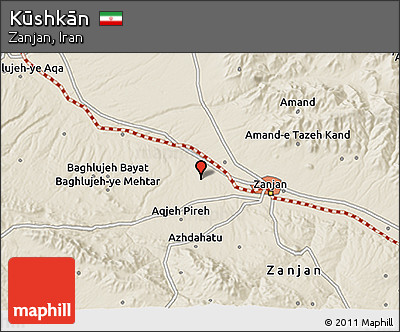 Shaded Relief 3D Map of Kūshkān