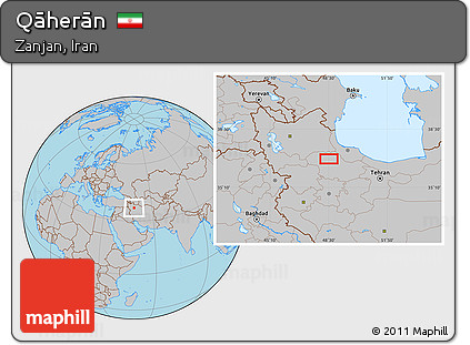 Gray Location Map of Qāherān