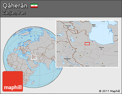 Gray Location Map of Qāherān
