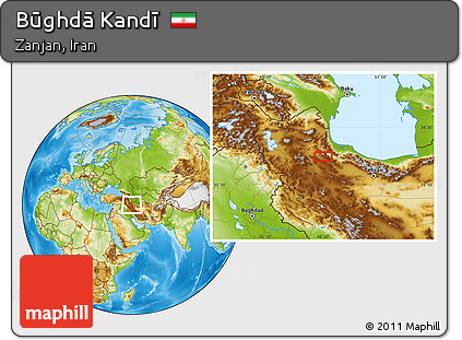 Physical Location Map of Būghdā Kandī
