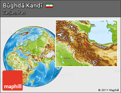 Physical Location Map of Būghdā Kandī