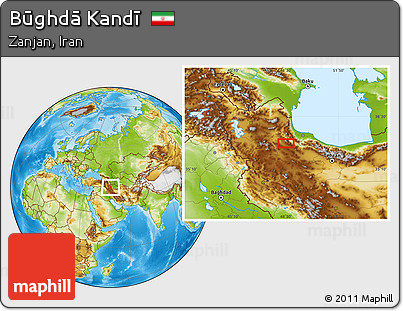 Physical Location Map of Būghdā Kandī