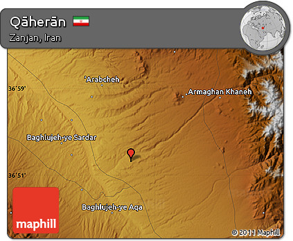 Physical Map of Qāherān