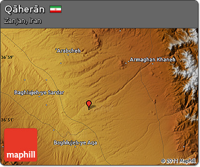 Physical Map of Qāherān