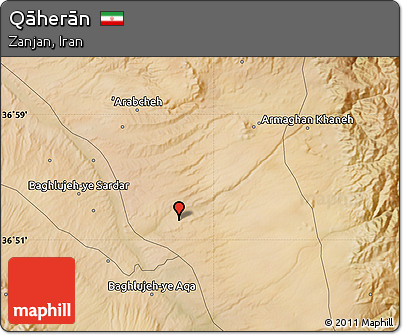 Satellite Map of Qāherān