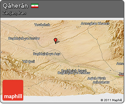 Satellite Panoramic Map of Qāherān