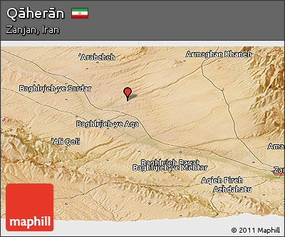Satellite Panoramic Map of Qāherān