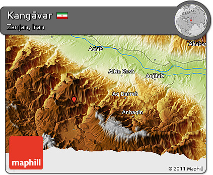 Physical 3D Map of Kangāvar
