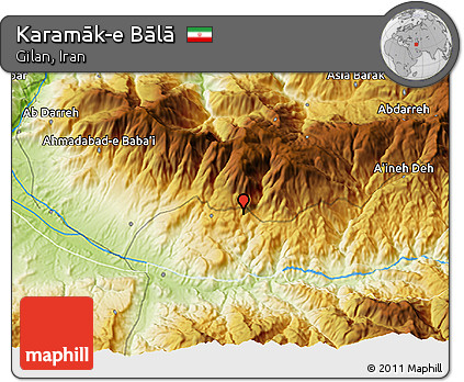 Physical 3D Map of Karamāk-e Bālā