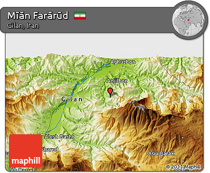 Physical 3D Map of Mīān Farārūd
