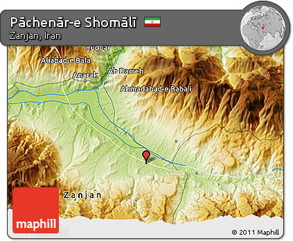 Physical 3D Map of Pāchenār-e Shomālī