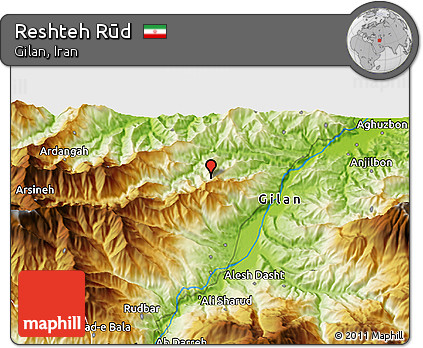 Physical 3D Map of Reshteh Rūd