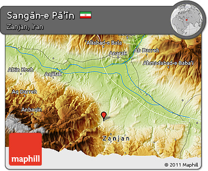 Physical 3D Map of Sangān-e Pā'īn