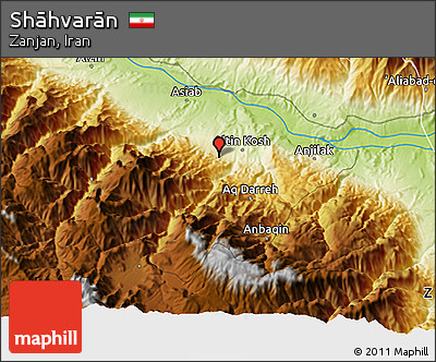 Physical 3D Map of Shāhvarān