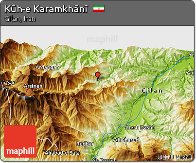 Physical 3D Map of Kūh-e Karamkhānī