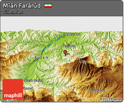 Physical 3D Map of Mīān Farārūd
