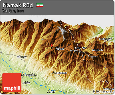 Physical 3D Map of Namak Rūd